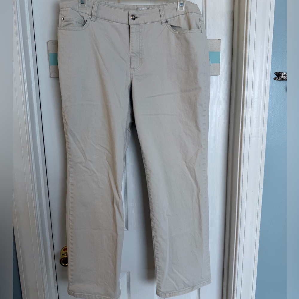 Chico’s Platinum Beige Cotton Stretch Jeans Sz 3 (16)